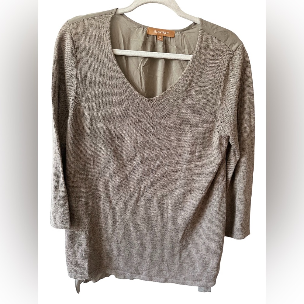 Ellen Tracy 3/4 Sleeve Brown Sweater/ Blouse. Size Medium